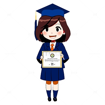 服我们毕业啦psdpng毕业插画元素快乐的女孩psdpng卡通毕业季人物psd