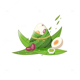 端午节红枣蛋黄粽子元素