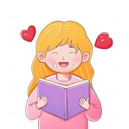 儿童插画女孩看书插画元素