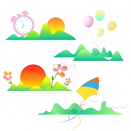 扁平风儿童插画矢量元素