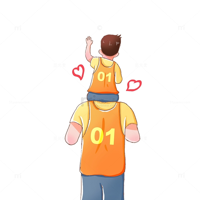 父亲节背影手绘插画元素