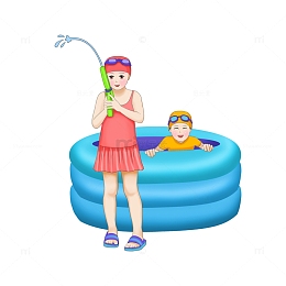 夏日小暑儿童泳装玩水充气泳池