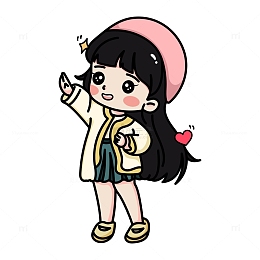 可爱女生儿童Q版卡通手绘人物插画