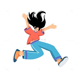 扁平风女孩子跳跃人物