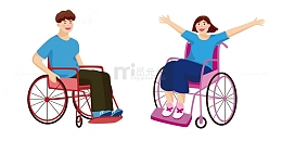 励志轮椅残疾人矢量元素