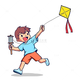 放风筝的小男孩