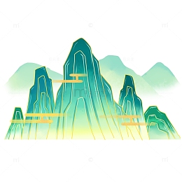 国潮风青山绿水山水
