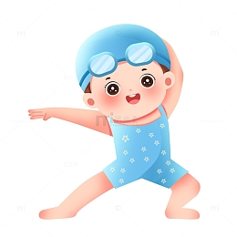 夏天去游泳的女孩元素