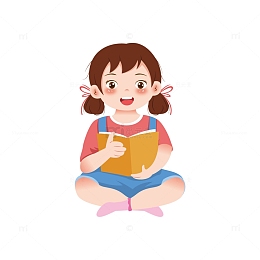 清新可爱儿童插画看书小女孩手绘图