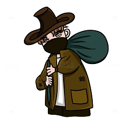 手绘蒙面贼眉鼠眼小偷盗贼