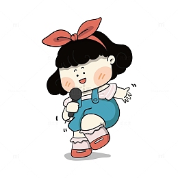 可爱小女孩唱歌矢量插画元素