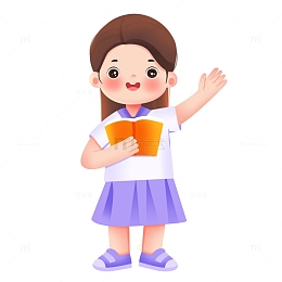 可爱的女孩拿着书在演进元素