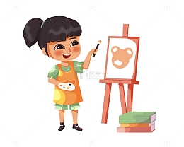 儿童绘画班儿童学习小场景