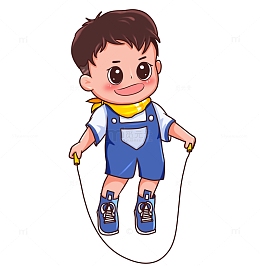 儿童跳绳运动插画
