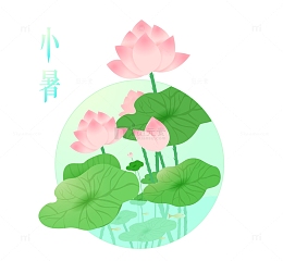 手绘矢量小暑荷花元素
