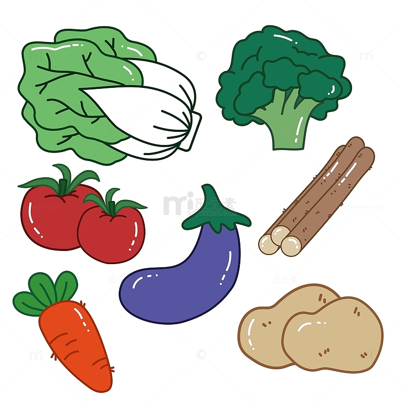 卡通手绘新鲜蔬菜水果元素