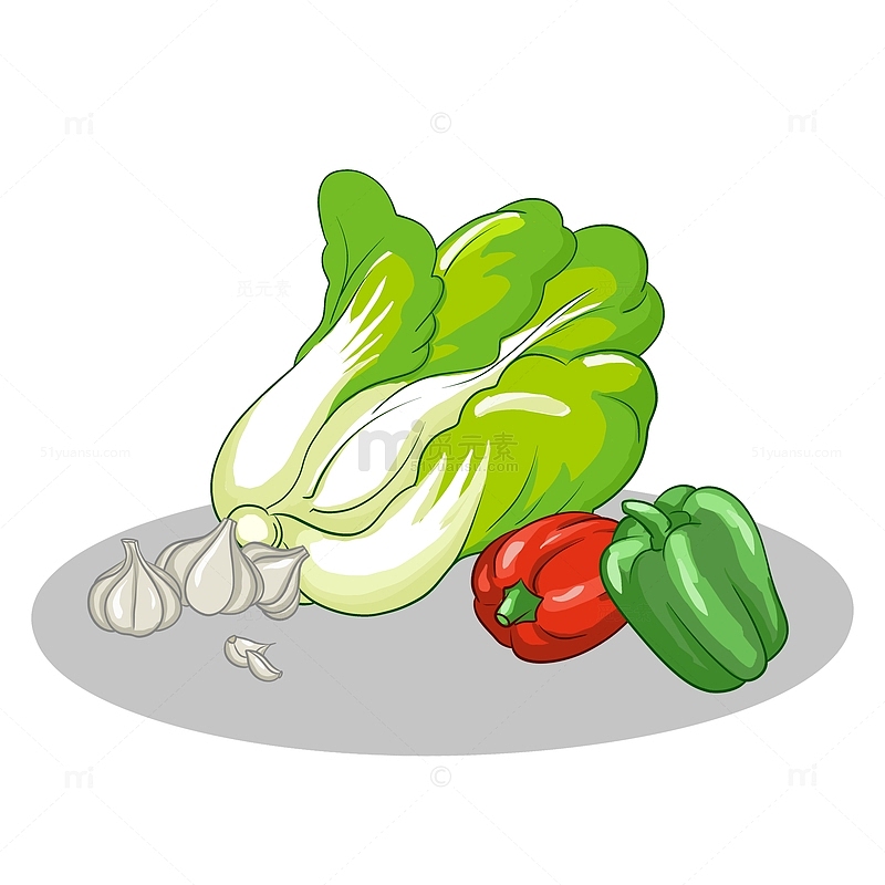 蔬菜白菜大蒜辣椒组合手绘元素
