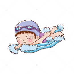 游泳男孩夏天玩水手绘插画