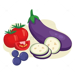夏季水果蔬菜手绘插画元素
