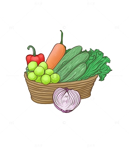 水果蔬菜篮子手绘图