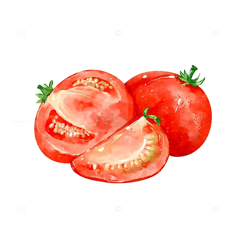 手绘一组西红柿