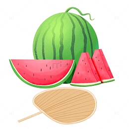 夏天水果西瓜扇子元素