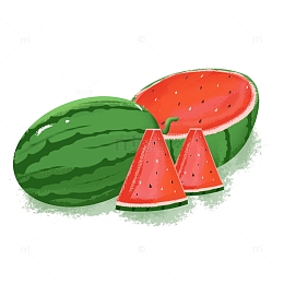 水彩夏季新鲜好吃的水果西瓜夏天