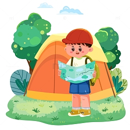 男孩夏令营暑期兴趣班元素插画