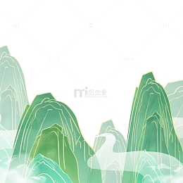 国潮插画手绘山脉元素