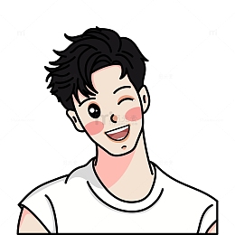 短发男生卡通手绘头像插画