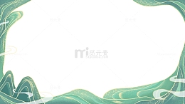 手绘国风绿色装饰边框