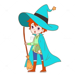 卡通魔法师魔法魔杖