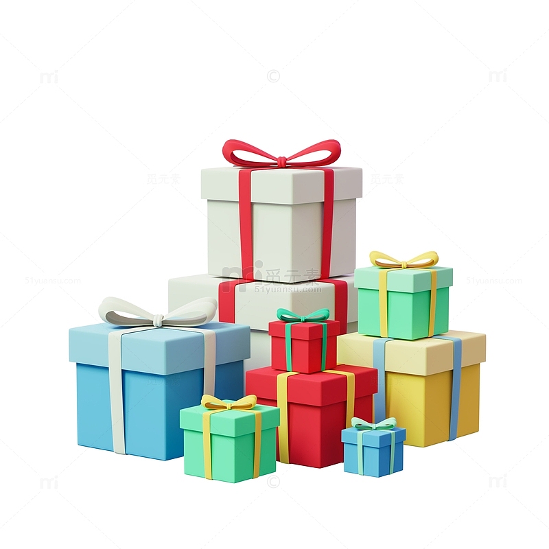 堆叠的礼品盒堆装饰3D元素