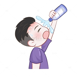 炎炎夏日预防中暑男孩