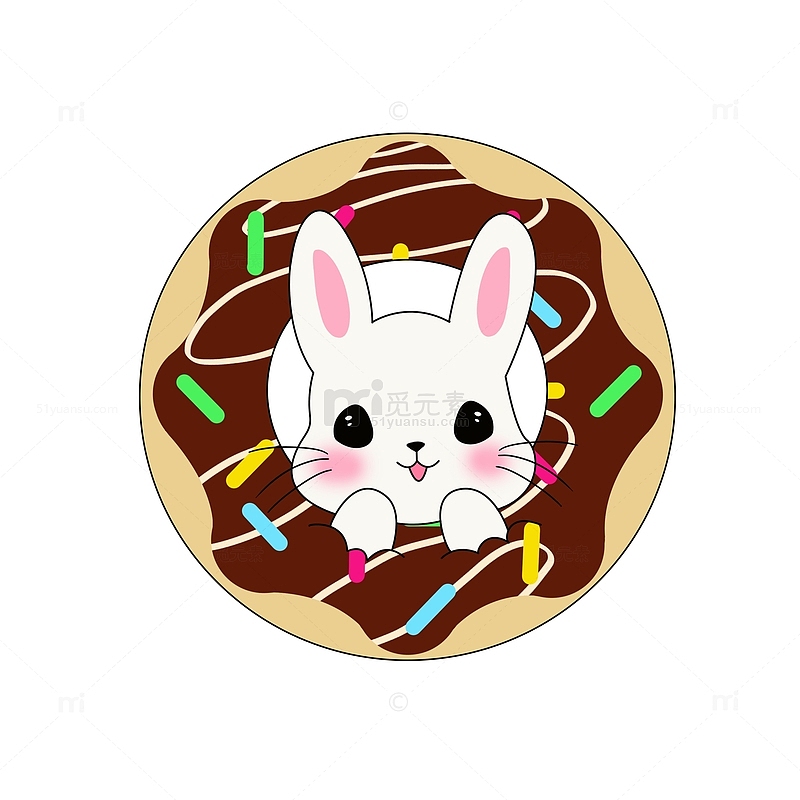 可爱小兔子美味巧克力甜甜圈多拿滋