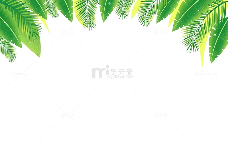 夏天热带植物绿叶边框海报装饰元素