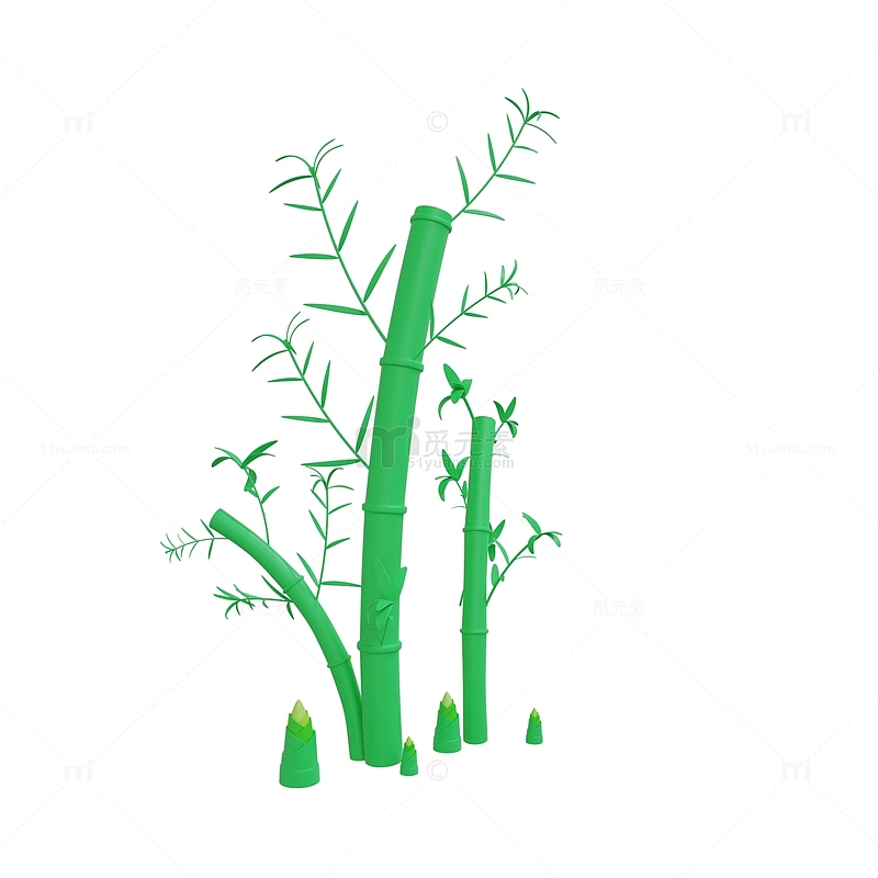 3D绿色竹子竹叶