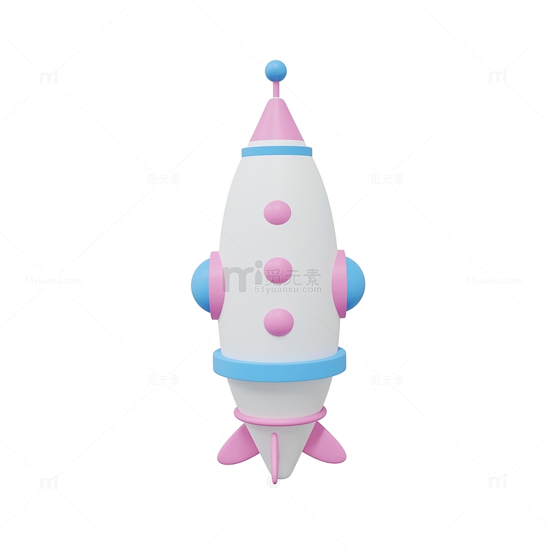 3D可爱童趣宇航航空火箭