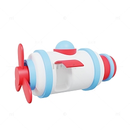 3D可爱童趣宇航航空飞船