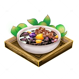 手绘夏季糖水烧仙草黑凉粉装饰元素