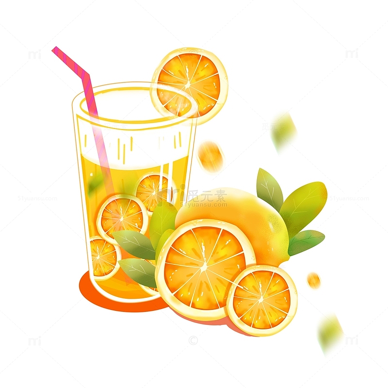 夏天水果新鲜柠檬饮料冰饮电商免抠元素