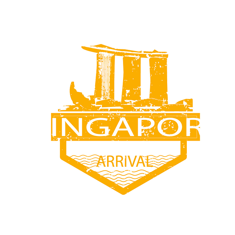 黄色新加坡旅游印章