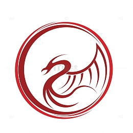 圆形矢量红色飞龙印章图标