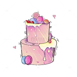 蛋糕下午茶甜品生日马卡龙奶油多巴胺色系