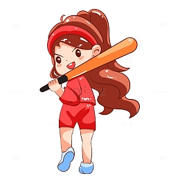 可爱暑期培训棒球小女孩