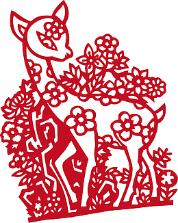 红色小鹿剪纸