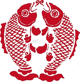 春节双鱼红色喜庆窗花