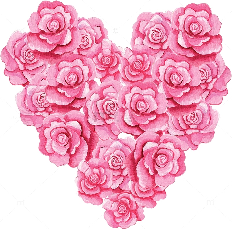 粉红花朵拼图爱心