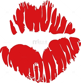 红色撕扯亲吻嘴唇