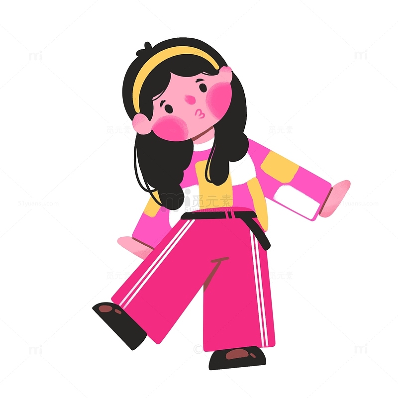 粉色多巴胺女孩人物海报手绘形象
